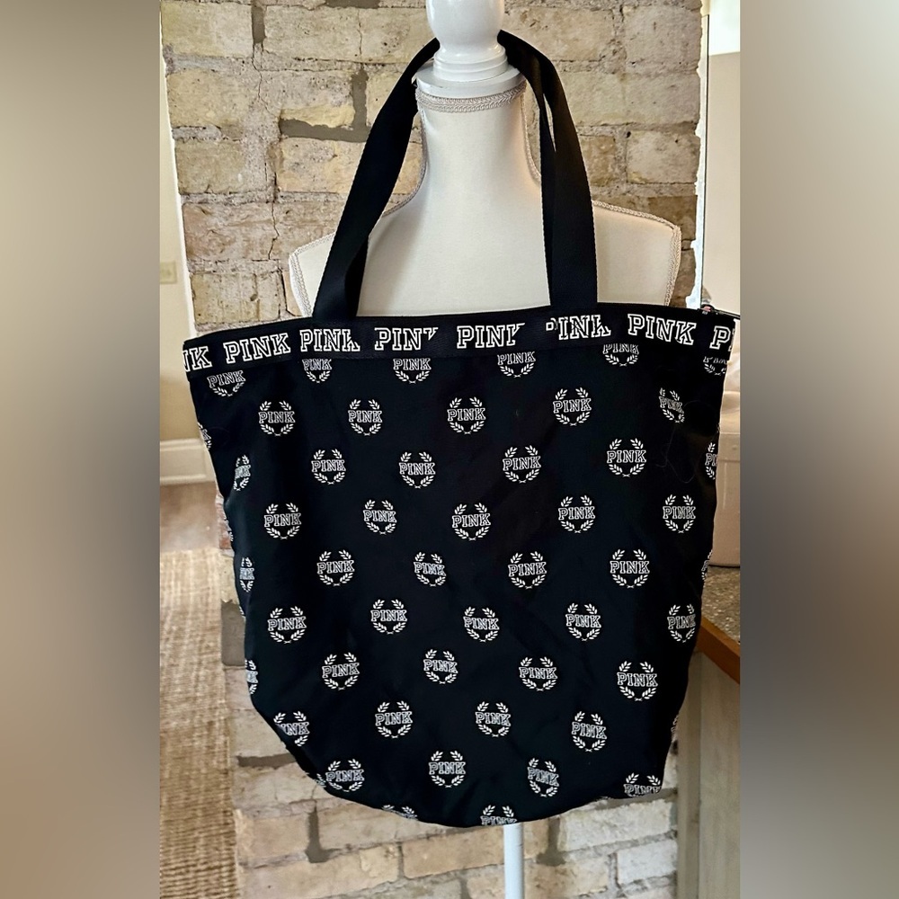 PINK Victoria's Secret Black and White Logo Tote